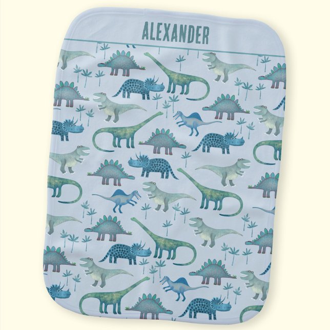 Cute Dinosaur Personalized Baby Burp Cloth (Creator Uploaded)
