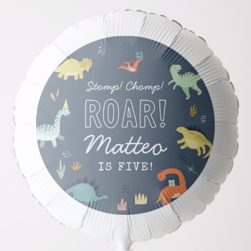 Cute Dinosaur Personalized Birthday Balloon