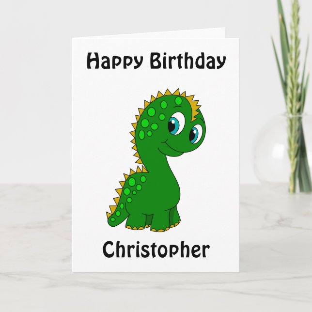 Cute Dinosaur Personalized Birthday Card (Front)