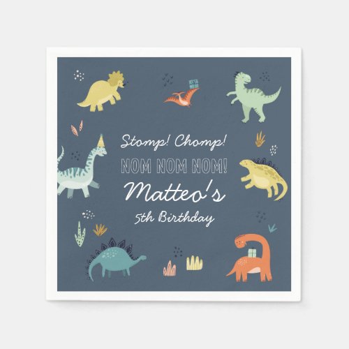 Cute Dinosaur Personalized Birthday Napkins