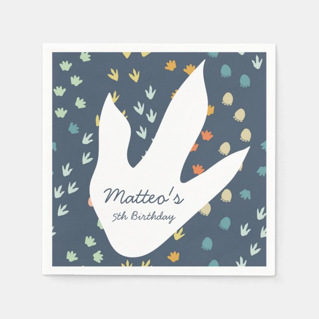 Cute Dinosaur Personalized Birthday Napkins (Front)