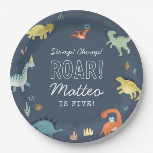 Cute Dinosaur Personalized Birthday Plates