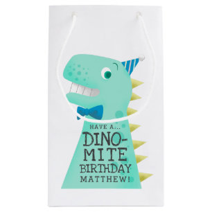 Cute Dinosaur Personalized Birthday Small Gift Bag