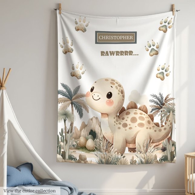 Cute Dinosaur Personalized Blanket Boy Baby Shower (Cute Dinosaur Personalized Blanket Boy Baby Shower)
