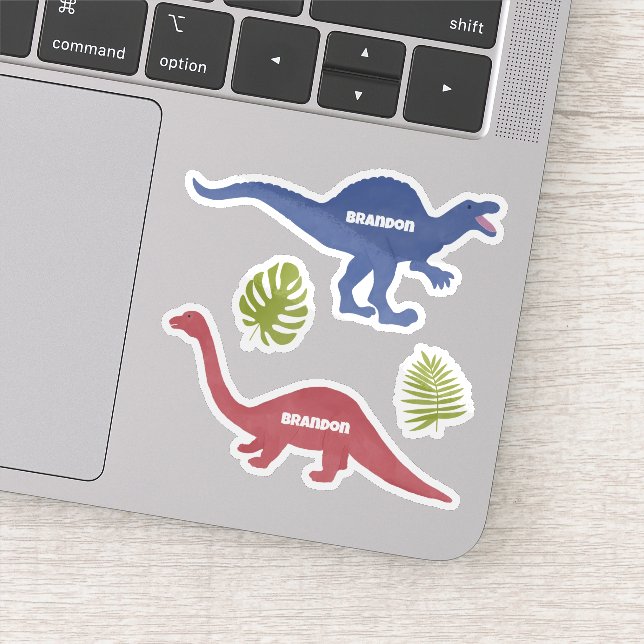 Cute Dinosaur Personalized Name Labels,  Sticker (Detail)