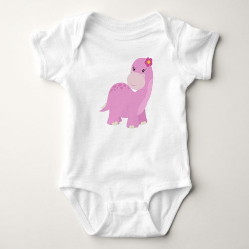 Cute Dinosaur Pink Dinosaur Girl Dinosaur Dino Baby Bodysuit