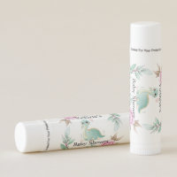 Cute Dinosaur Pink Peony Baby Shower Lip Balm