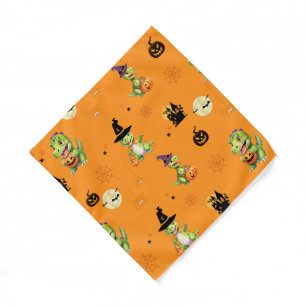 Cute Dinosaur play pumpkin trick o treat halloween Bandana