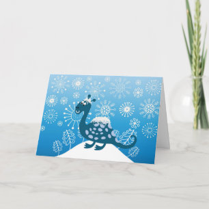Cute Dinosaur Playing in the Snow! Holiday Card