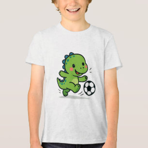 Cute Dinosaur Playing Soccer T-Shirt Tri-Blend Shirt