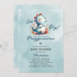 Cute Dinosaur Preggosaurus Baby Shower Invitation