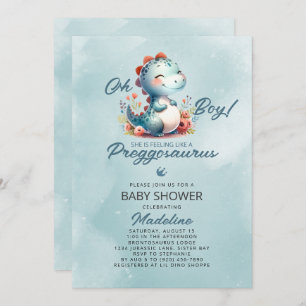 Cute Dinosaur Preggosaurus Baby Shower Invitation