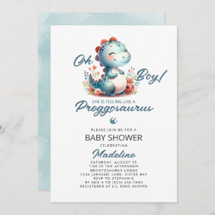 Cute Dinosaur Preggosaurus Baby Shower Invitation