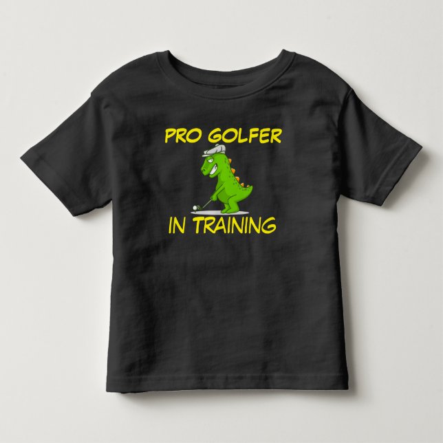 Cute Dinosaur Pro Golfer In Training Toddler T-shirt (Front)