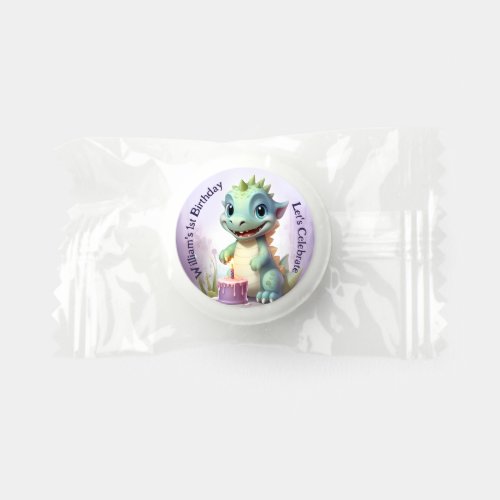 Cute Dinosaur Purple Forest  Dino Kids Birthday Life Saver Mints