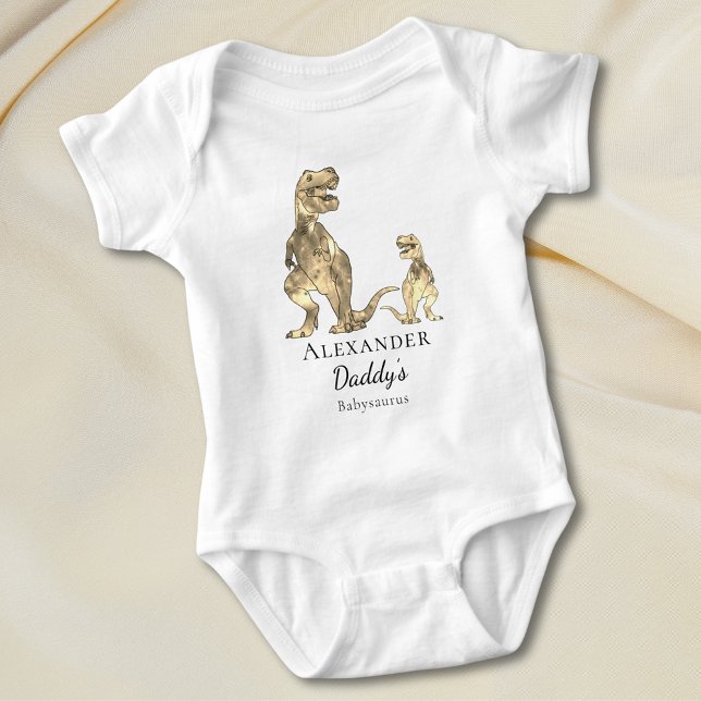 Cute Dinosaur Quote Personalized  Baby Bodysuit (Cute dinosaur daddy’s babysaurus quote personalized baby vest)