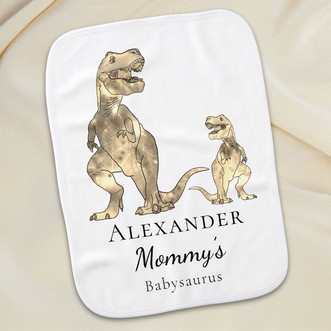 Cute Dinosaur Quote Personalized  Baby Burp Cloth (Mommy’s baby saurus Fun dinosaur personalized baby burp cloth cute dino baby gifts for Mother’s Day )