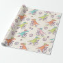 Cute Dinosaur Racing Bikes Whimsical Pattern Wrapping Paper