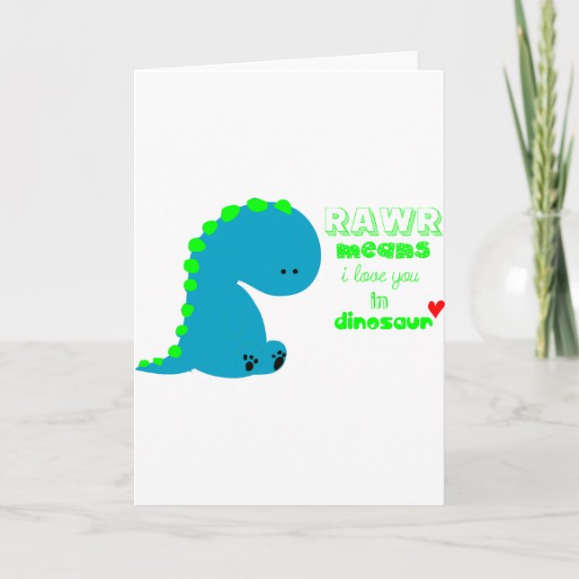 Cute Dinosaur RAWR Card (Front)