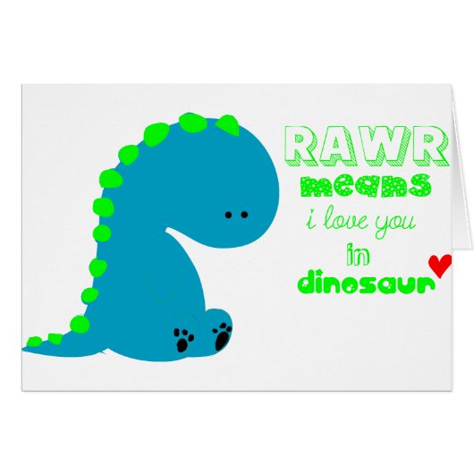 Cute Dinosaur RAWR Cards (Front Horizontal)
