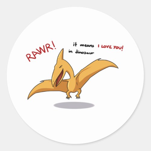 cute dinosaur rawr means I love you Classic Round Sticker