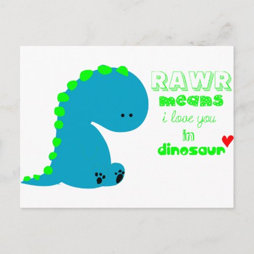 Cute Dinosaur RAWR Postcard