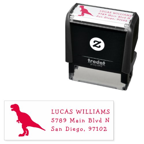 cute dinosaur red silhouette self_inking stamp