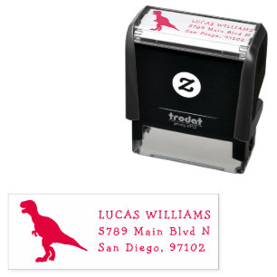 cute dinosaur red silhouette self-inking stamp