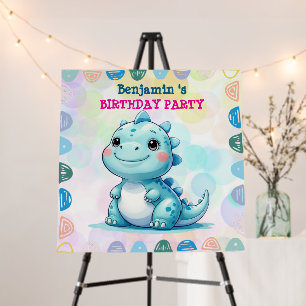Cute Dinosaur rex Balloon Birthday Party Welcome Foam Board