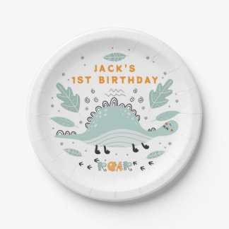 Cute Dinosaur Roar Birthday Party Paper Plates