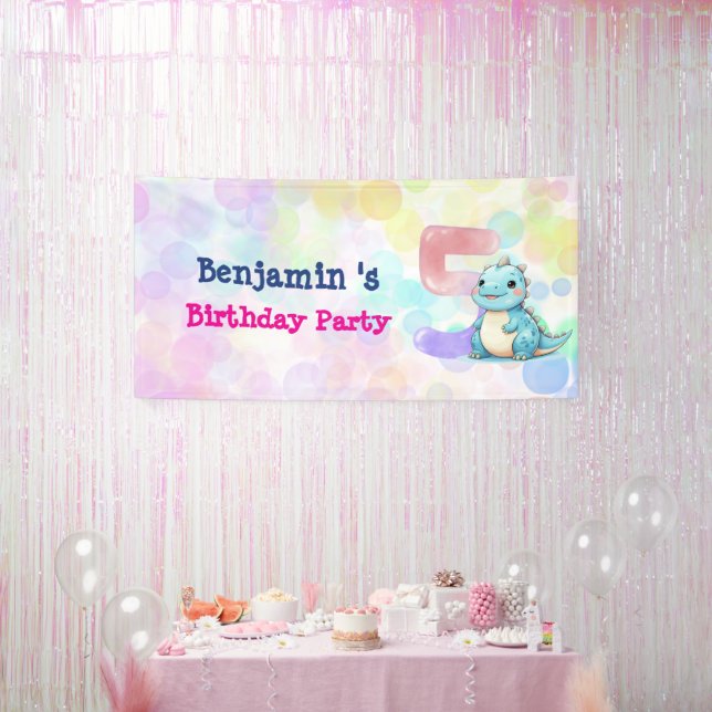 Cute Dinosaur roar Boy 5th birthday party Banner (Party)