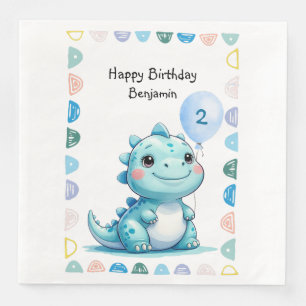 Cute Dinosaur roar Boy Happy birthday party Paper Dinner Napkins
