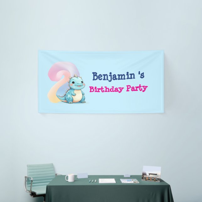 Cute Dinosaur roar Boy second birthday party Banner (Tradeshow)