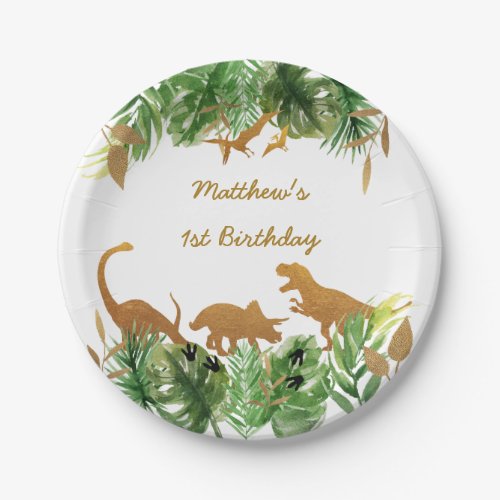 Cute Dinosaur Safari Birthday Paper Plates