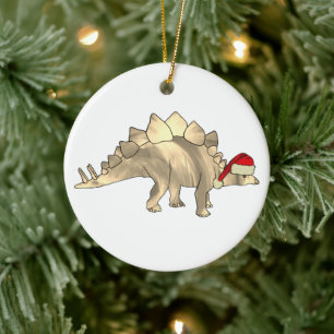 Cute Dinosaur Santa Stegosaurus Ceramic Ornament