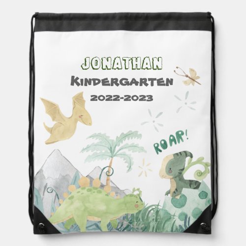 Cute Dinosaur School Drawstring Bag