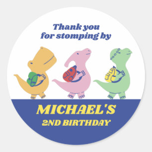 Cute Dinosaur School Kids Birthday Party Classic Round Sticker