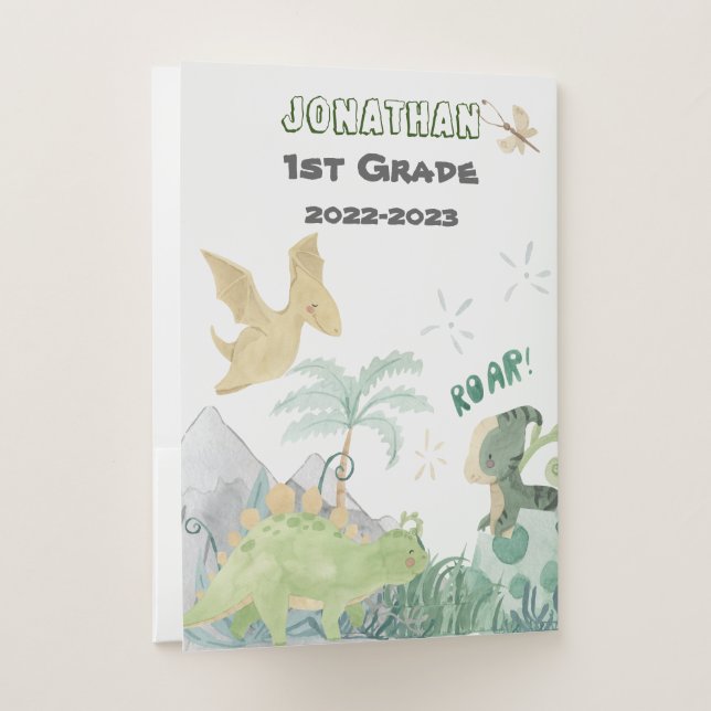 Cute Dinosaur School  Pocket Folder (Back)