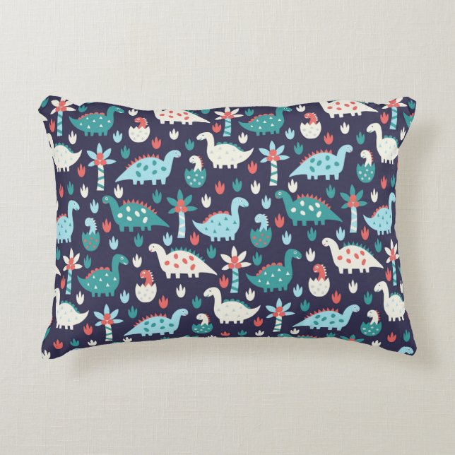 Cute dinosaur seamless pattern accent pillow (Front)