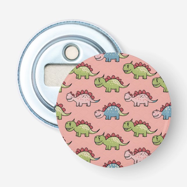 Cute dinosaur seamless pattern bottle opener (Front)
