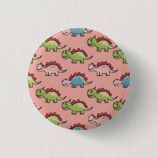 Cute dinosaur seamless pattern button (Front)