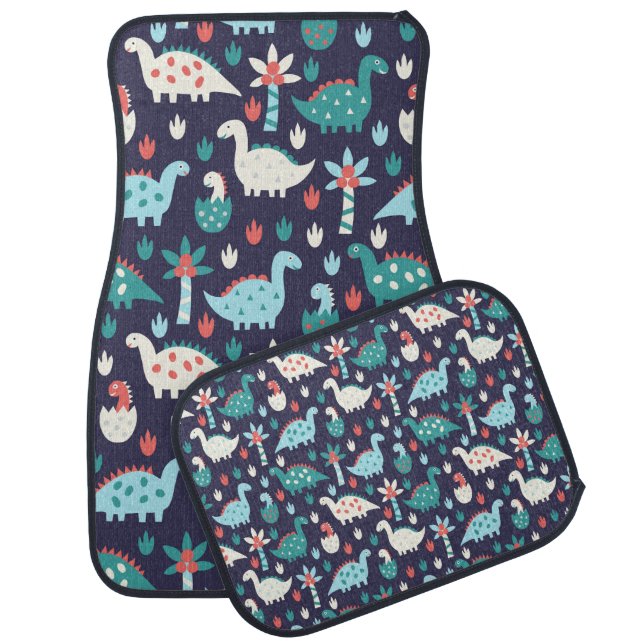 Cute dinosaur seamless pattern car floor mat (Set)