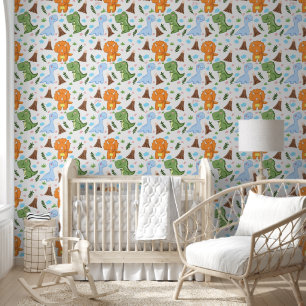 Cute Dinosaur Seamless Pattern for Your Kid Room Wallpaper