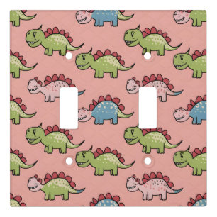 Cute dinosaur seamless pattern light switch cover