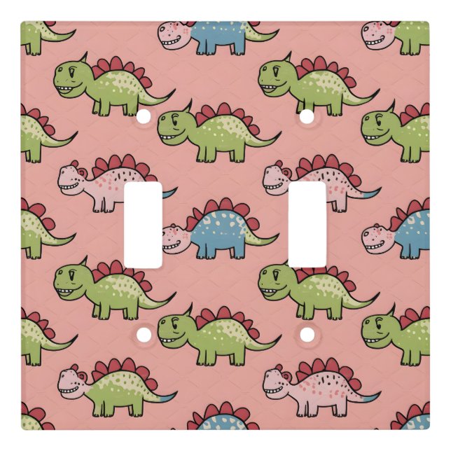 Cute dinosaur seamless pattern light switch cover (Front)