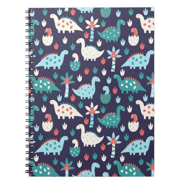Cute dinosaur seamless pattern notebook (Front)