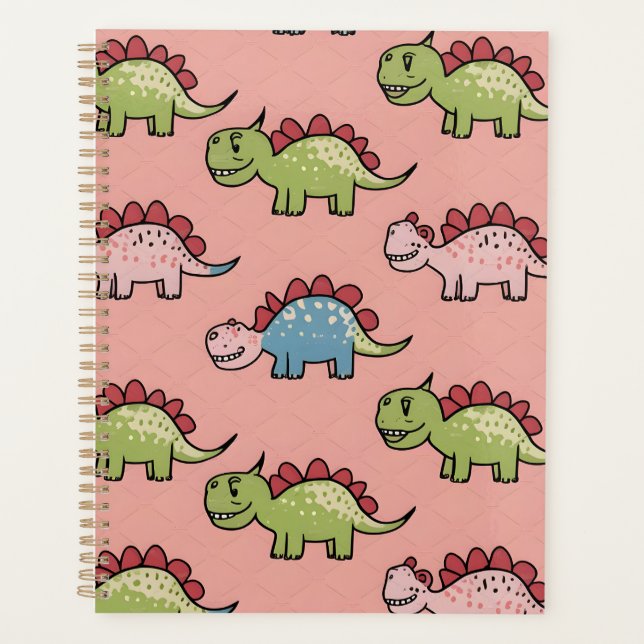 Cute dinosaur seamless pattern planner (Front)