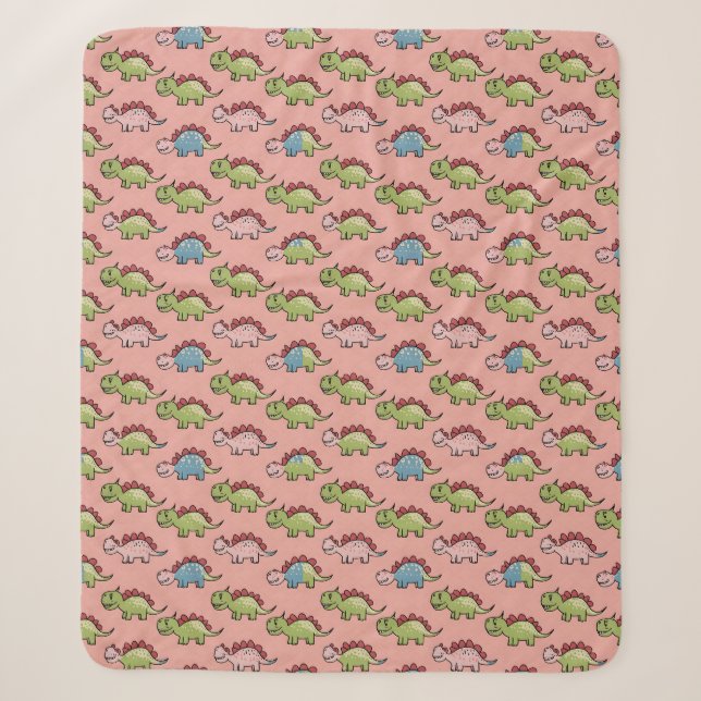 Cute dinosaur seamless pattern sherpa blanket (Front)