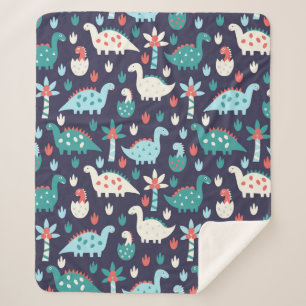 Cute dinosaur seamless pattern sherpa blanket