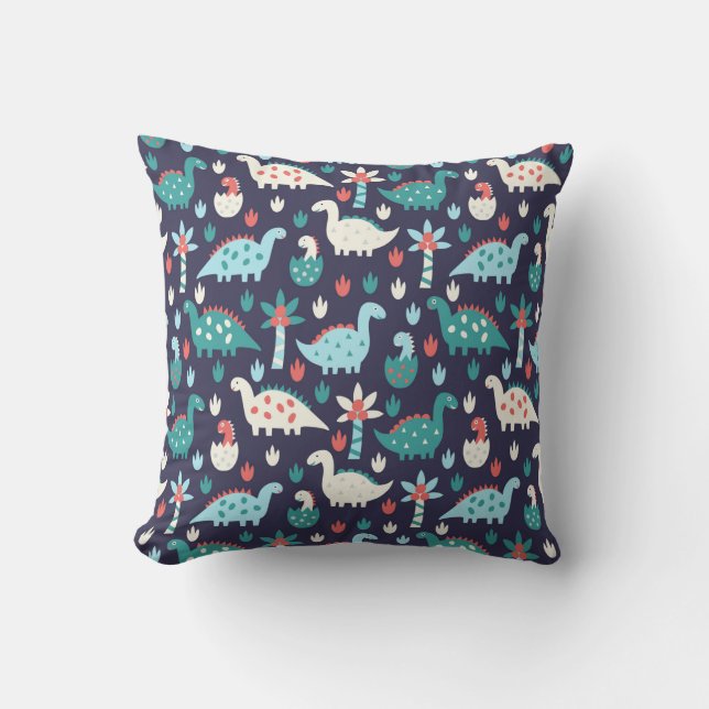 Cute dinosaur seamless pattern throw pillow (Front)